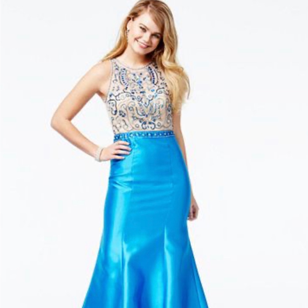 Beautiful Royal Blue Beaded Say Yes to The Prom Dress